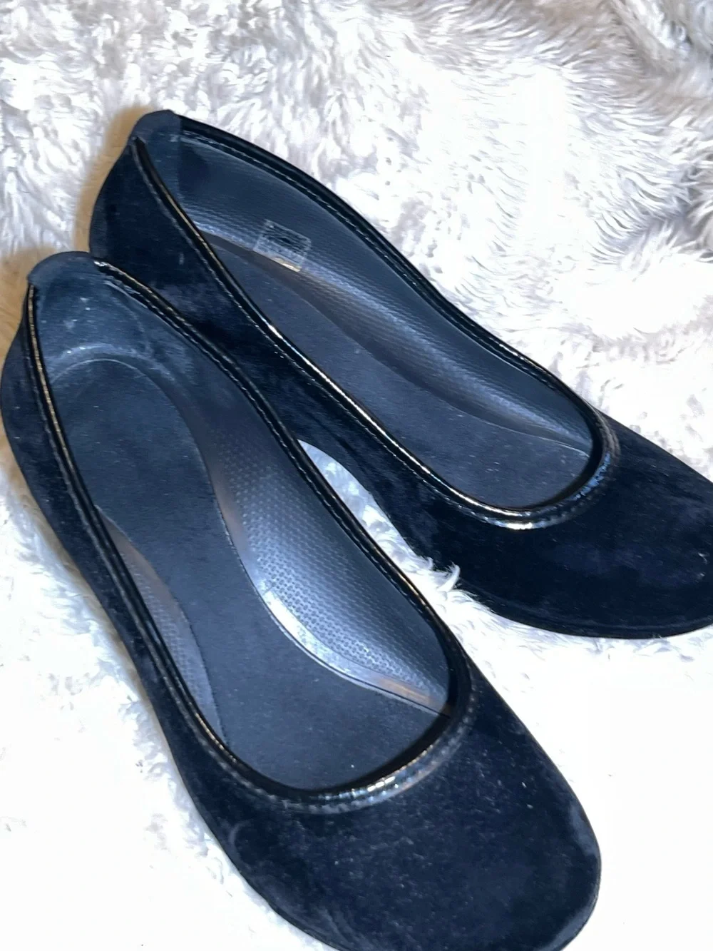 Crocs black velvet shoes size 11